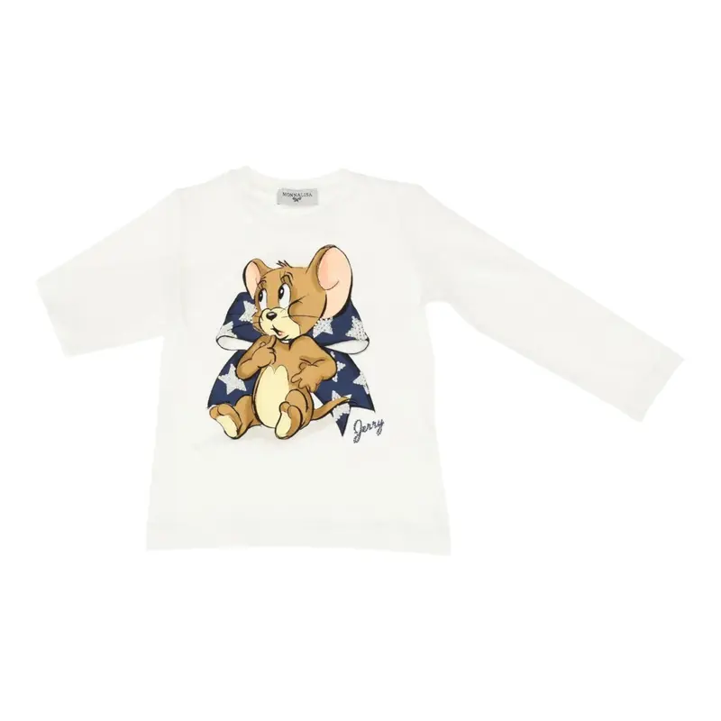 Monnalisa Shirt tinta unita con Stampa Bianco per Bambina