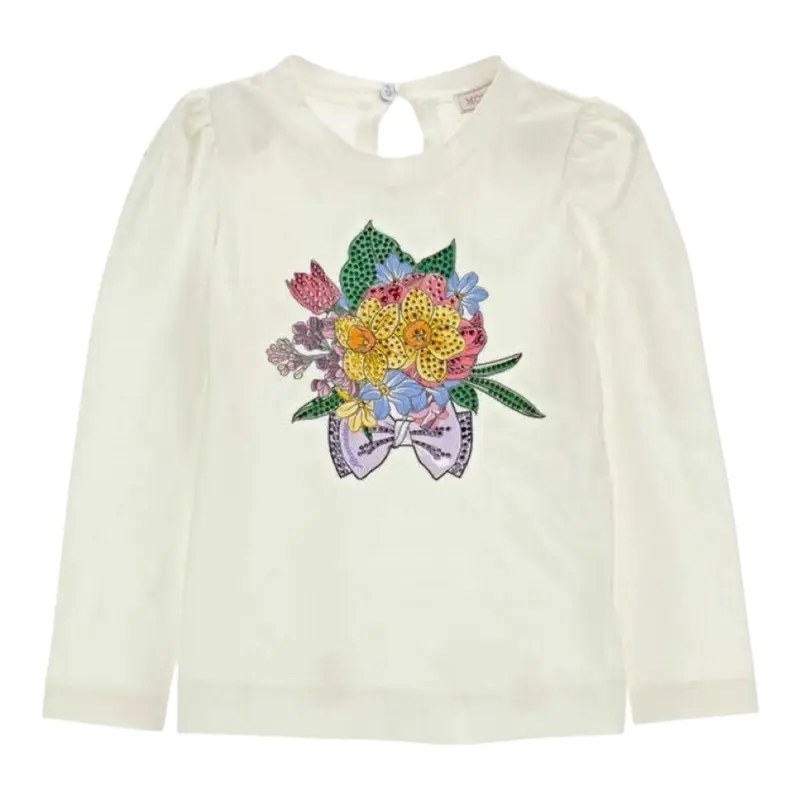 Monnalisa Shirt tinta unita con Stampa Bianco per Bambina