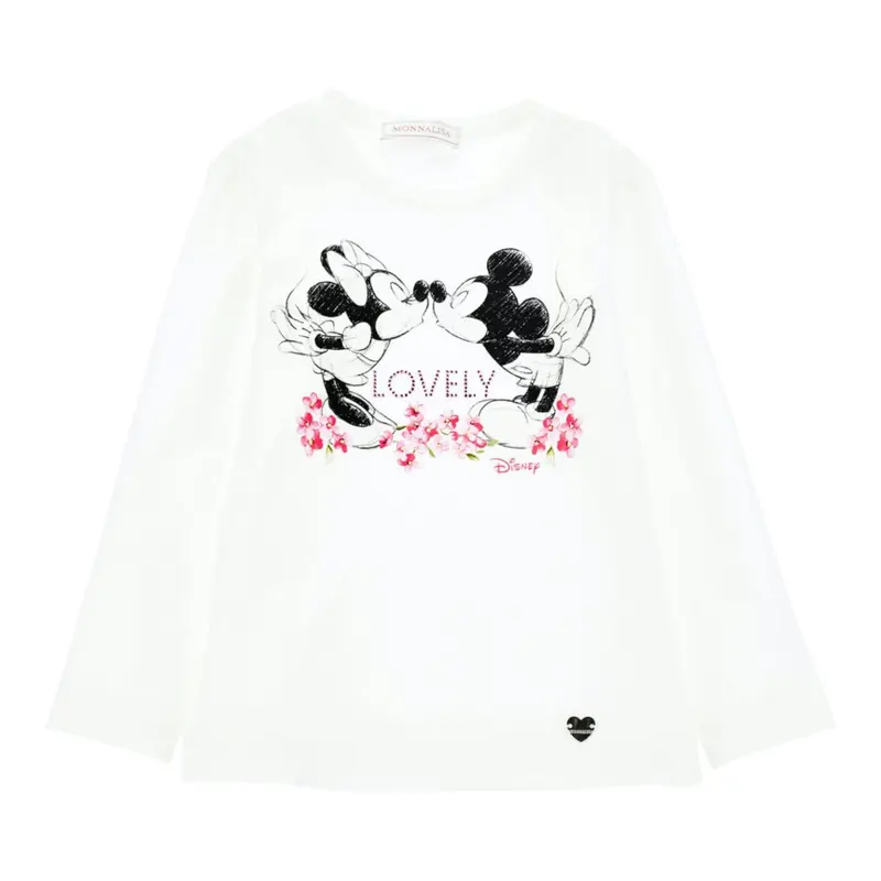 Monnalisa Shirt tinta unita con Stampa Bianco per Bambina