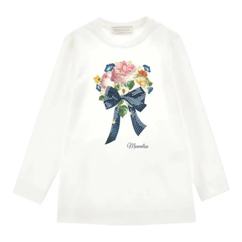 Monnalisa Shirt tinta unita con Stampa Bianco per Bambina