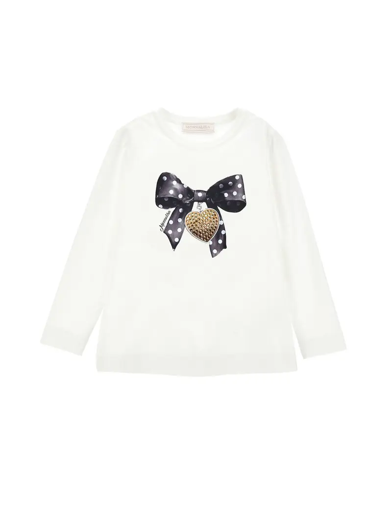 Monnalisa Shirt tinta unita con Stampa Bianco per Bambina