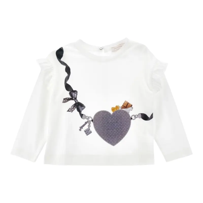 Monnalisa Shirt tinta unita con Stampa Bianco per Bambina
