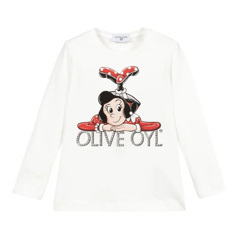 Monnalisa Shirt tinta unita con Stampa Bianco per Bambina