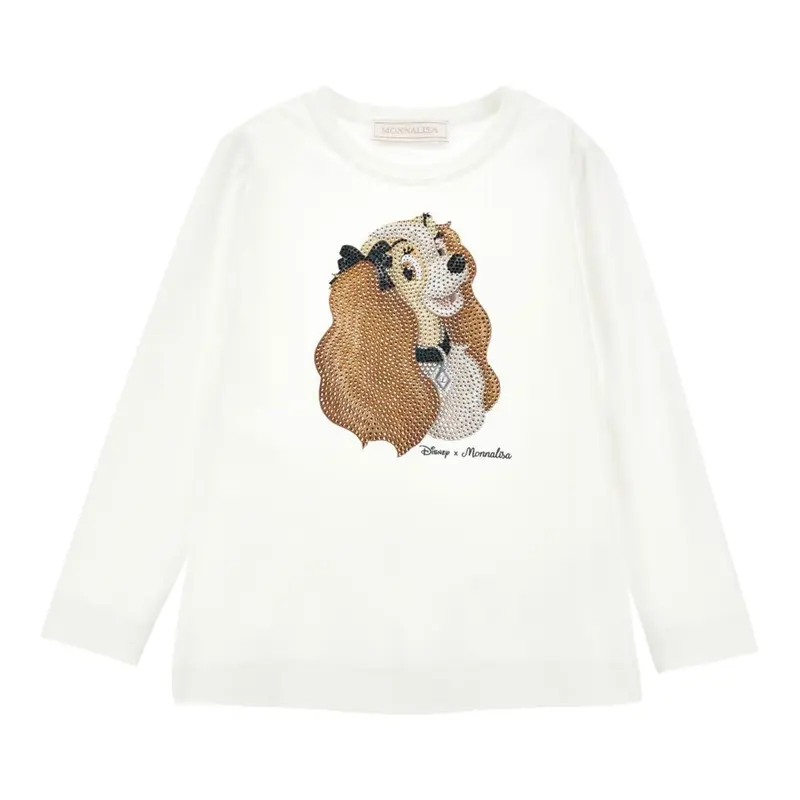 Monnalisa Shirt tinta unita con Stampa Bianco per Bambina