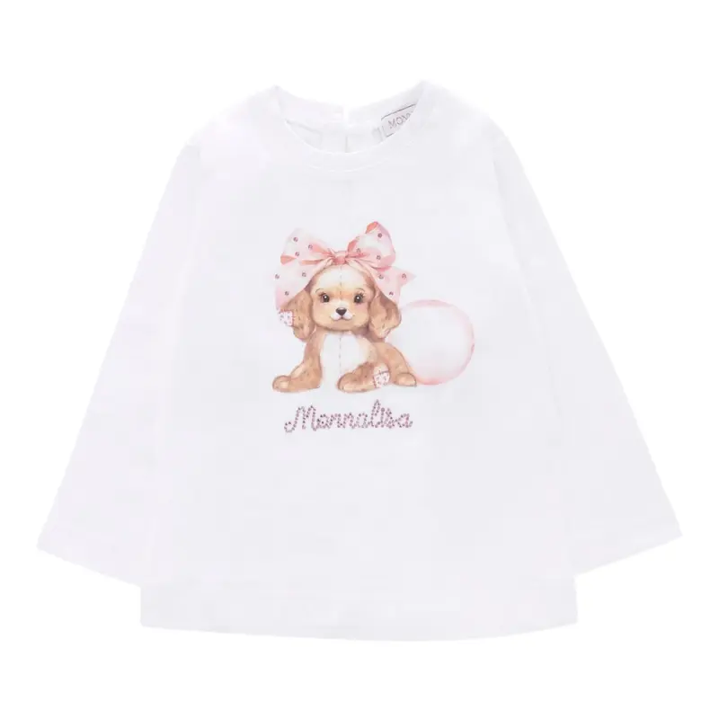 Monnalisa Shirt tinta unita con Stampa Bianco per Neonata