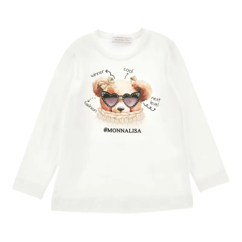 Monnalisa Shirt tinta unita con Stampa Bianco per Neonata