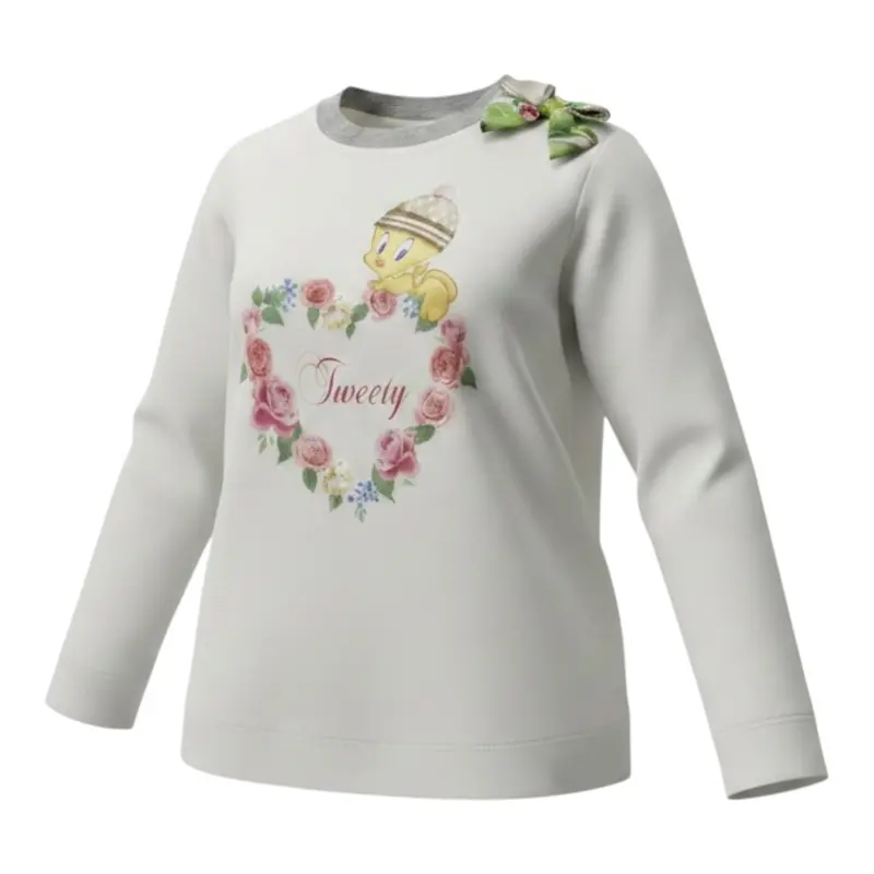 Monnalisa Shirt tinta unita con Stampa Bianco per Neonata
