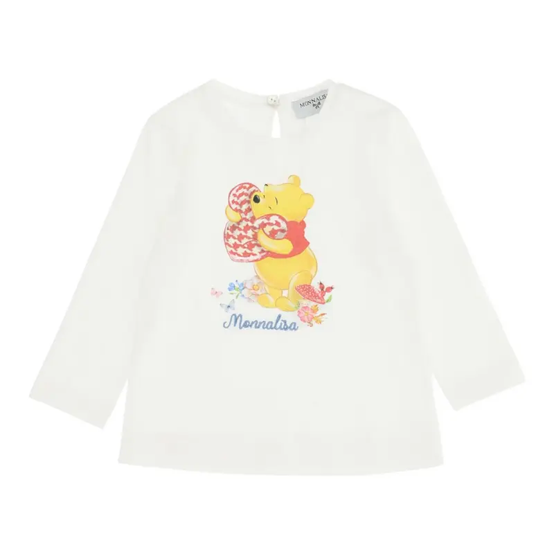 Monnalisa Shirt tinta unita con Stampa Bianco per Neonata