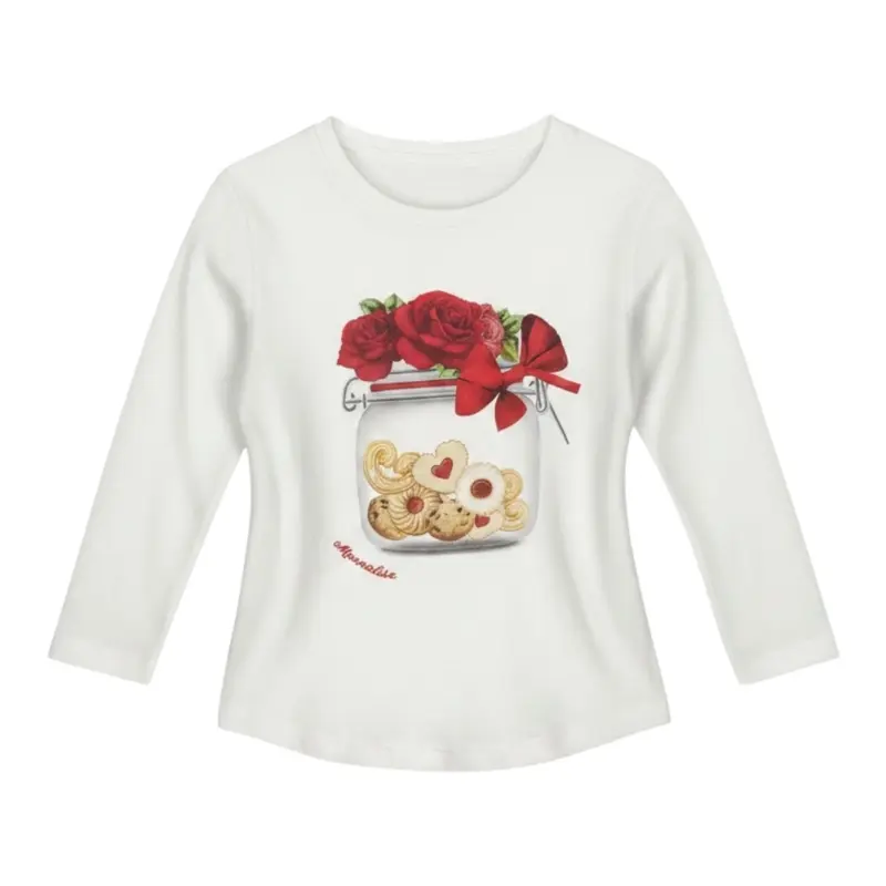 Monnalisa Shirt tinta unita con Stampa Bianco per Neonata