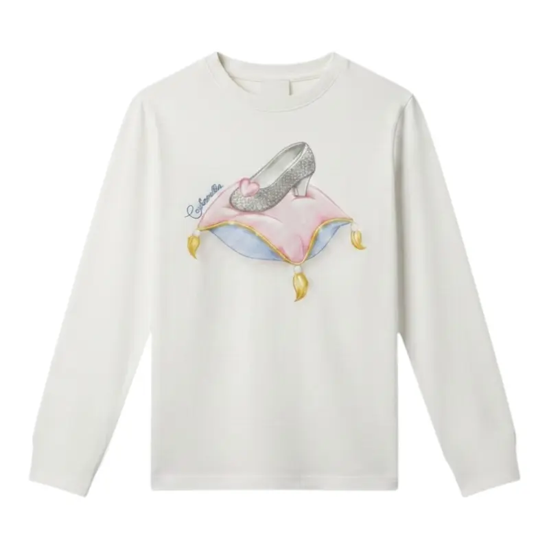 Monnalisa Shirt tinta unita con Stampa Bianco per Neonata