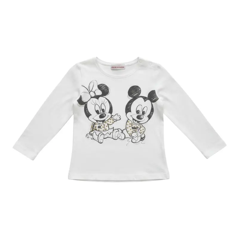 Monnalisa Shirt tinta unita con Stampa Bianco per Neonata