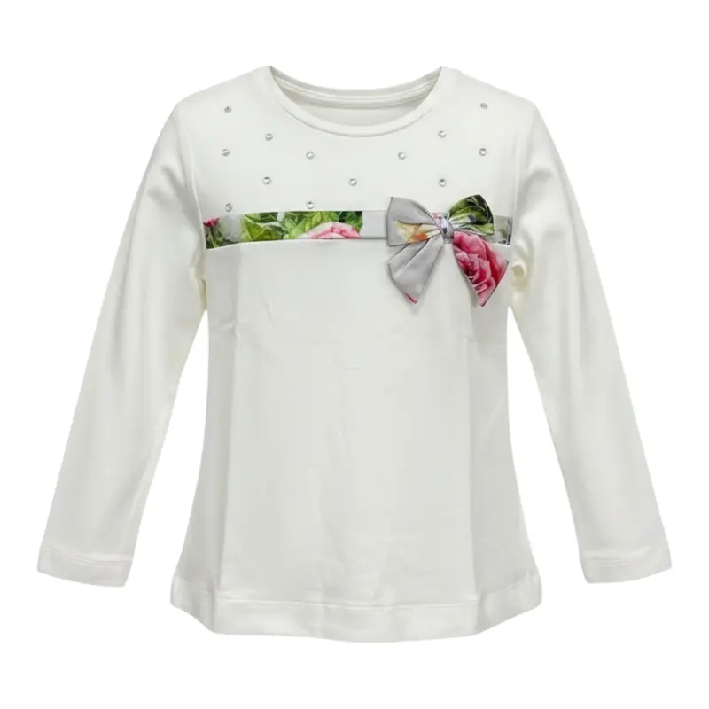 Monnalisa Shirt tinta unita con Stampa Bianco per Neonata