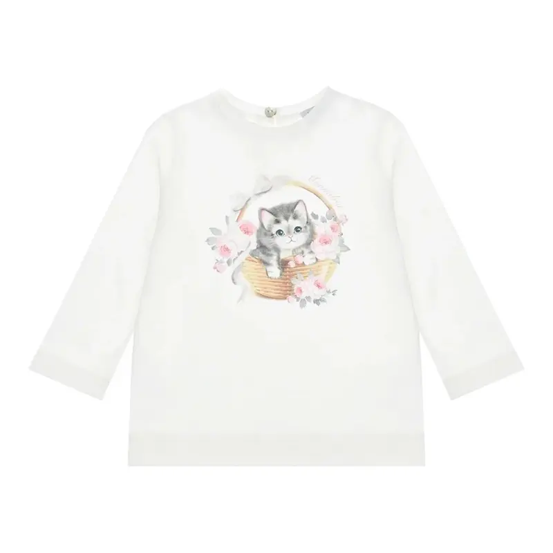Monnalisa Shirt tinta unita con Stampa Bianco per Neonata