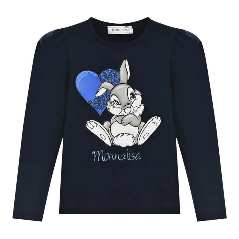 Monnalisa Shirt tinta unita con Stampa Blu per Bambina