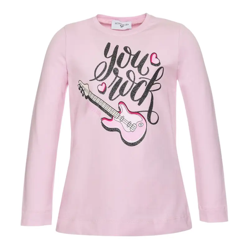 Monnalisa Shirt tinta unita con Stampa Rosa per Bambina