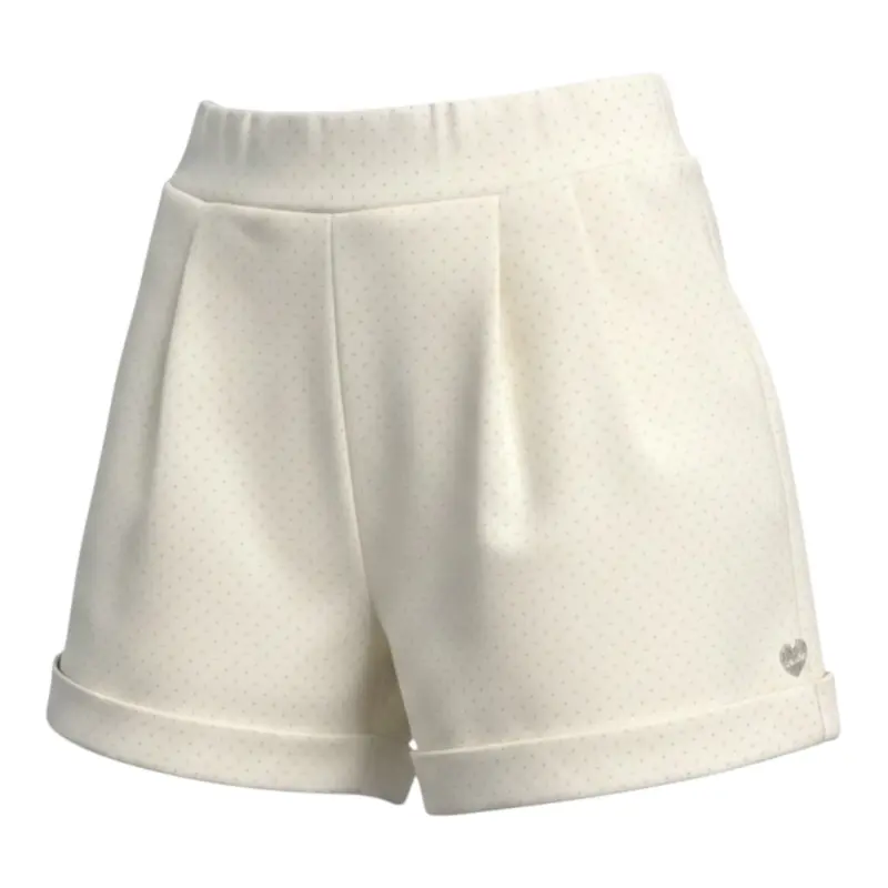 Monnalisa Short tinta unita con Brillantini Panna per Bambina