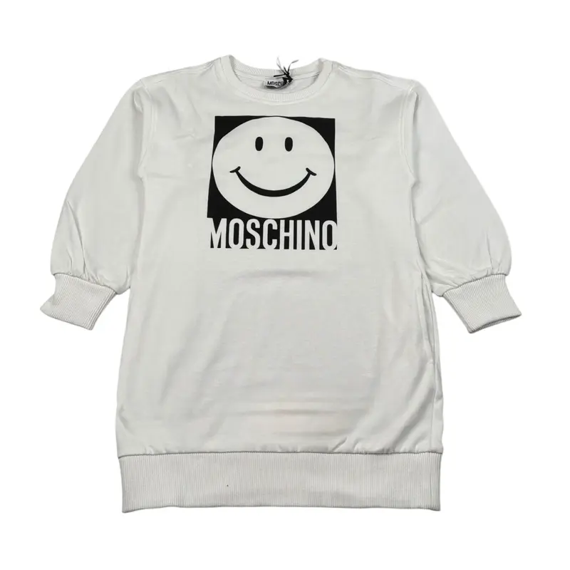 Moschino Abiti Felpa tinta unita con Logo Panna per Bambina