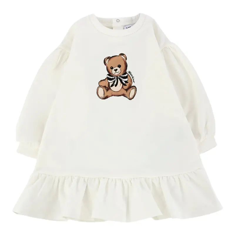 Moschino Abito Girocollo tinta unita Bianco per Neonata