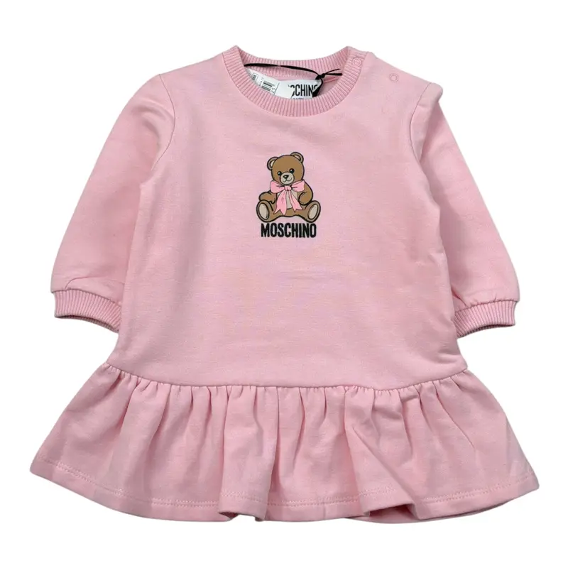Moschino Abito tinta unita con Stampa Rosa per Neonata