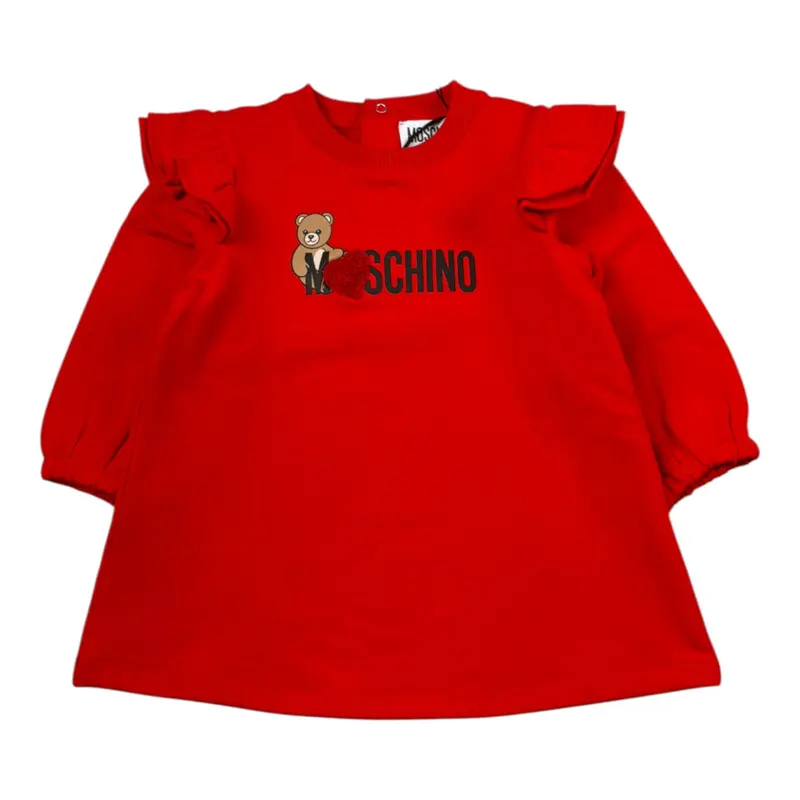 Moschino Abito tinta unita con Stampa Rosso per Neonata