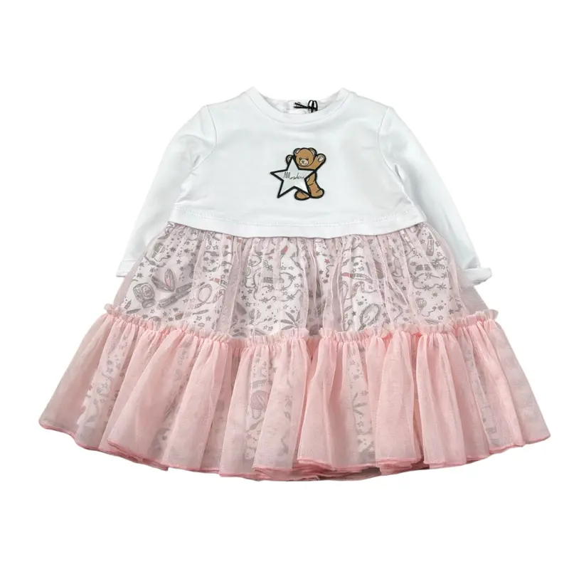 Moschino Abito tinta unita con Tulle E Stampa Bianco per Neonata