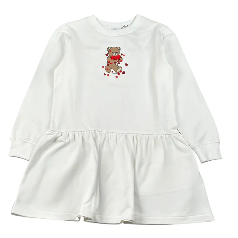 Moschino Abito tinta unita Modello Felpa con Stampa Bianco per Bambina