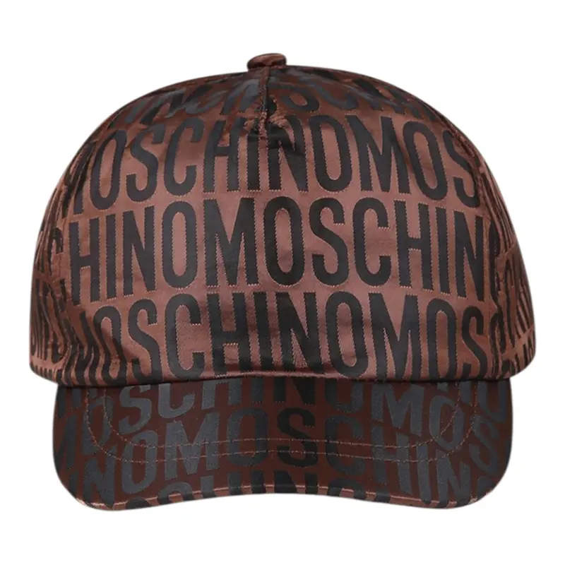 Moschino Berretto tinta unita con Loghi Marrone per Bambino