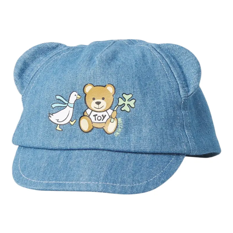 Moschino Berretto tinta unita In Denim Azzurro per Neonato