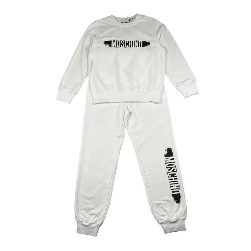 Moschino Completo 2 Pezzi Felpa-Pantalone Bianco per Bambino