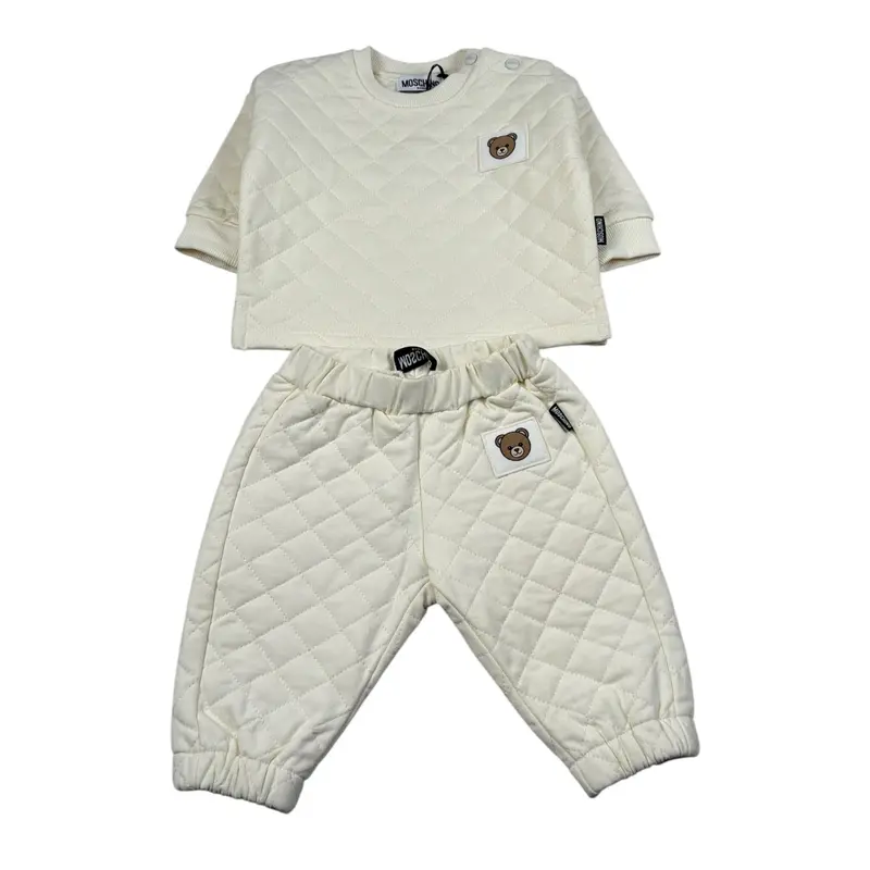 Moschino Completo 2 Pezzi Felpa-Pantalone Panna per Neonato