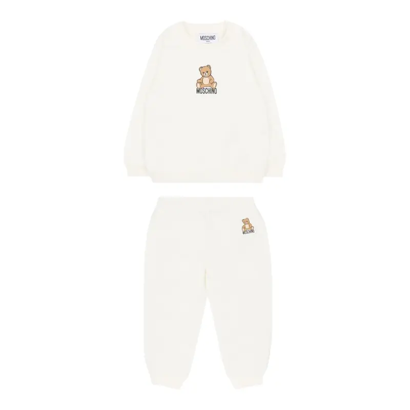 Moschino Completo 2 Pezzi Felpa-Pantalone tinta unita Beige per Neonato