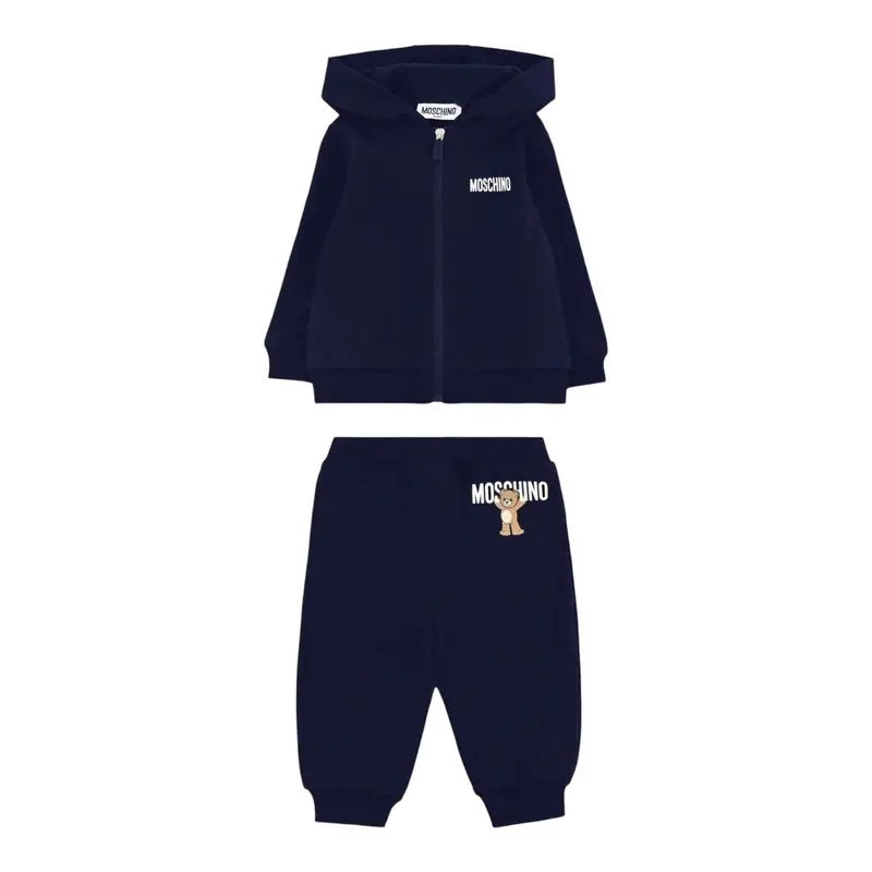 Moschino Completo 2 Pezzi Felpa-Pantalone tinta unita Blu per Bambino