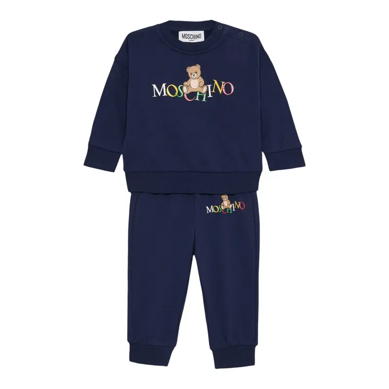Moschino Completo 2 Pezzi Felpa-Pantalone tinta unita Blu per Bambino