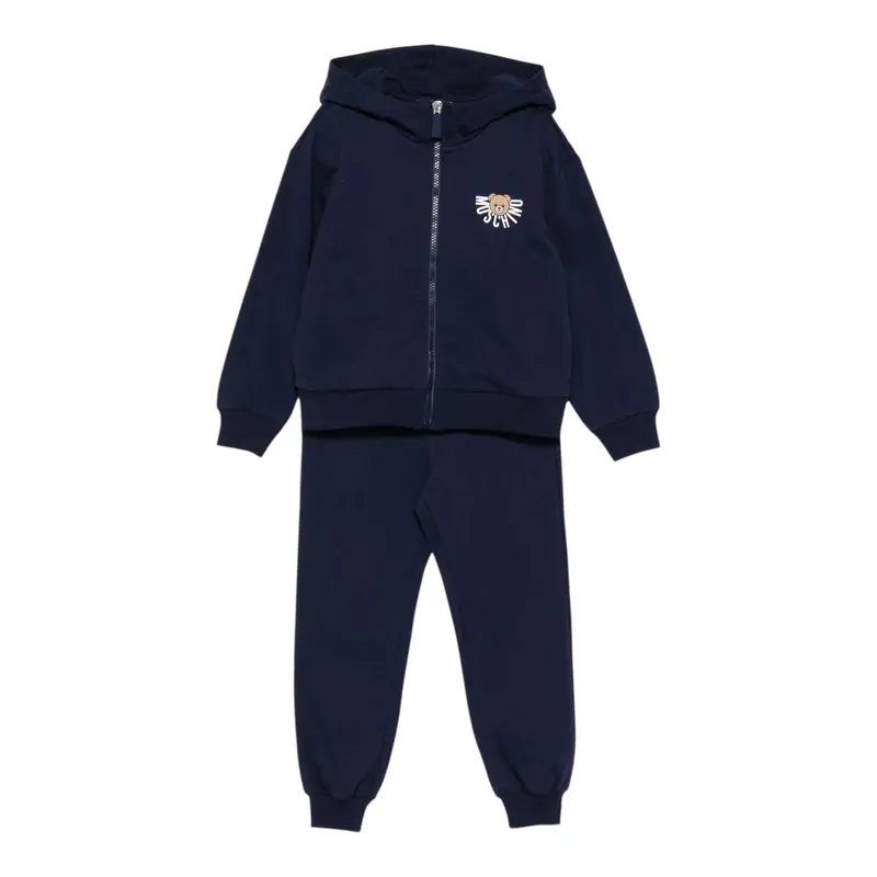 Moschino Completo 2 Pezzi Felpa-Pantalone tinta unita Blu per Bambino