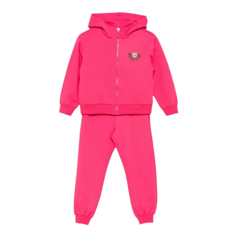 Moschino Completo 2 Pezzi Felpa-Pantalone tinta unita Fuxia per Bambina