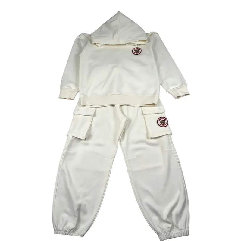 Moschino Completo 2 Pezzi Felpa-Pantalone tinta unita Panna per Bambino