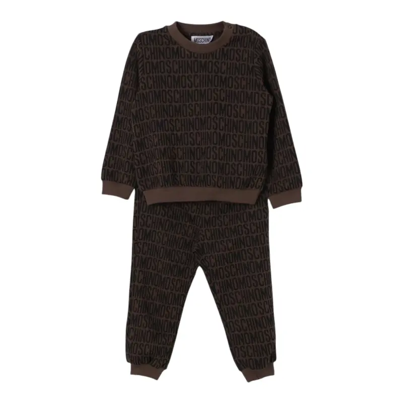 Moschino Completo 2 Pezzi Felpaa-Pantalone tinta unita Marrone per Bambino