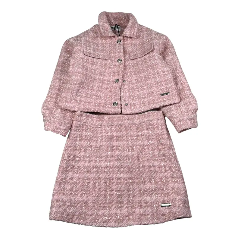 Moschino Completo 2 Pezzi Giacca-Gonna tinta unita Rosa per Bambina