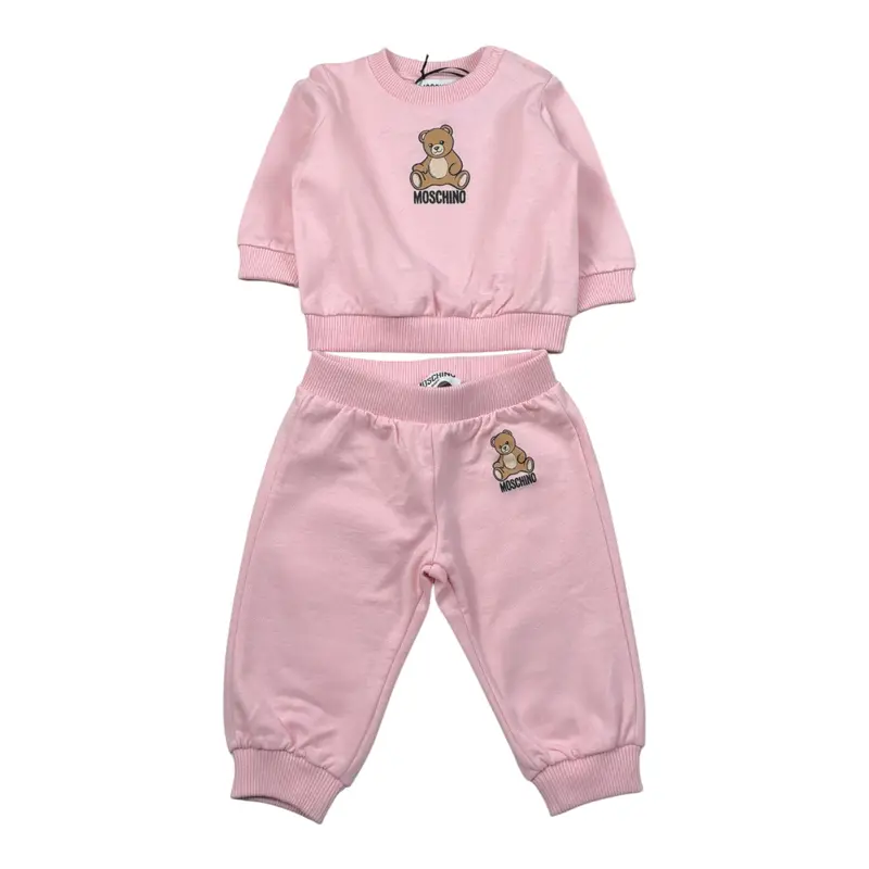 Moschino Completo 2Pz Felpa-Pantalone tinta unita Rosa per Neonata