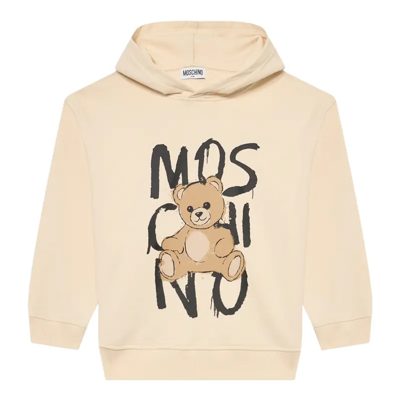Moschino Felpa Chiusa con Cappuccio tinta unita Beige per Bambino