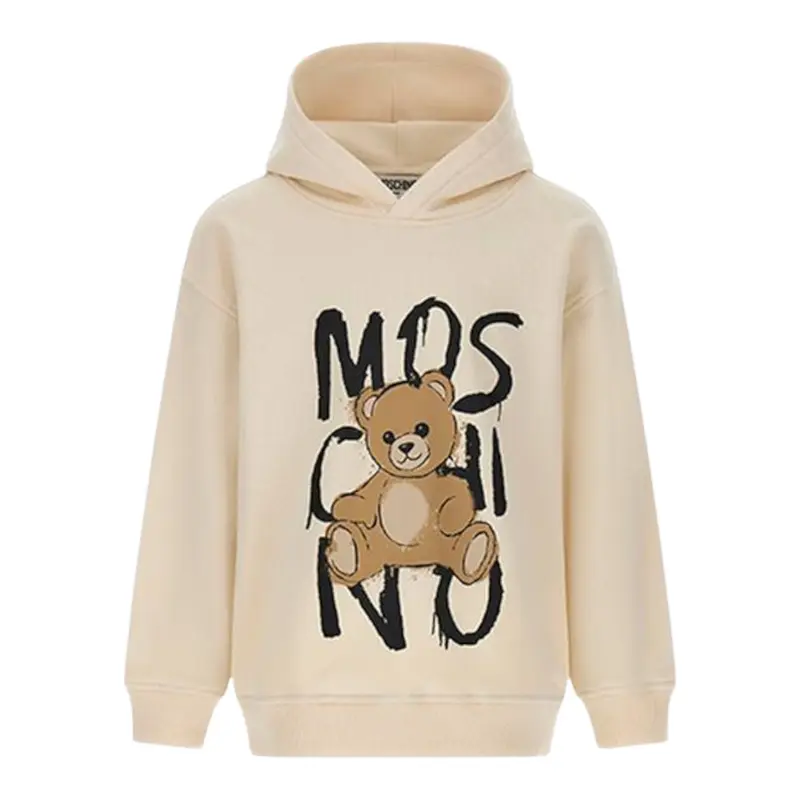 Moschino Felpa Chiusa con Cappuccio tinta unita Beige per Bambino