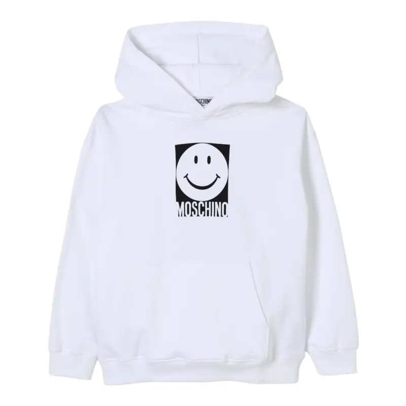 Moschino Felpa Chiusa con Cappuccio tinta unita Bianco per Bambino