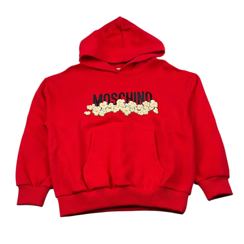 Moschino Felpa Chiusa con Cappuccio tinta unita Rosso per Bambino