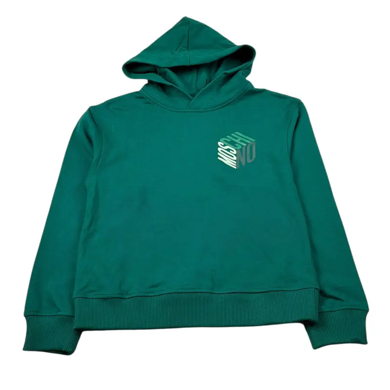 Moschino Felpa Chiusa con Cappuccio tinta unita Verde per Bambino