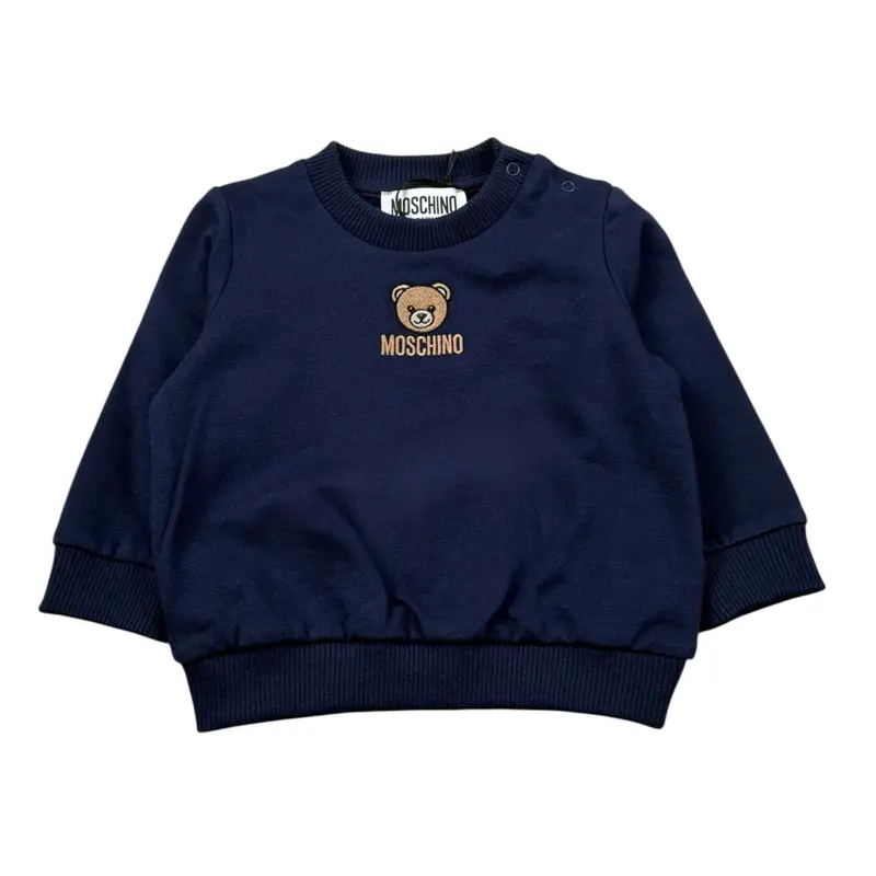 Moschino Felpa Chiusa Girocollo tinta unita Blu per Neonato