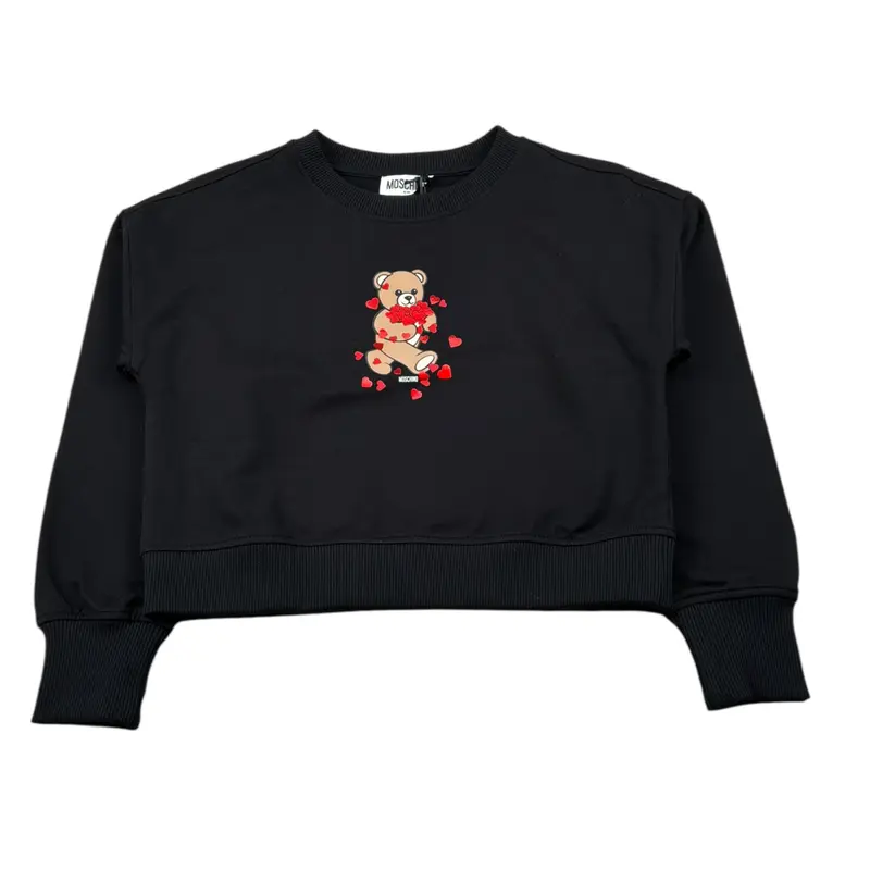 Moschino Felpa Chiusa Girocollo tinta unita Nero per Bambina