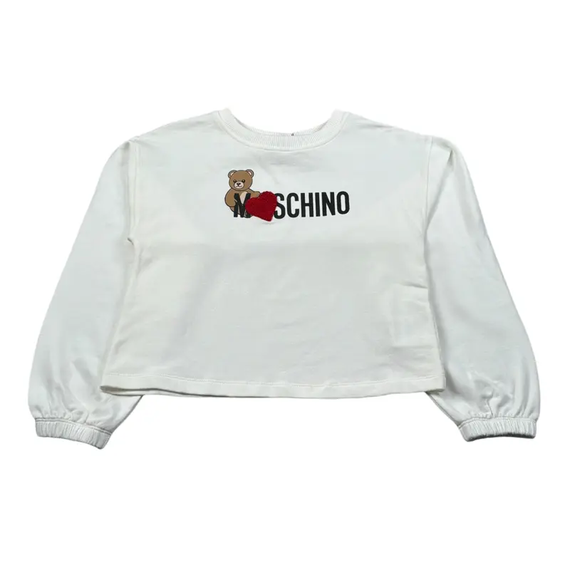 Moschino Felpa Chiusa Girocollo tinta unita Panna per Bambina