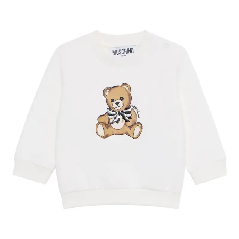 Moschino Felpa Chiusa Girocollo tinta unita Panna per Neonata
