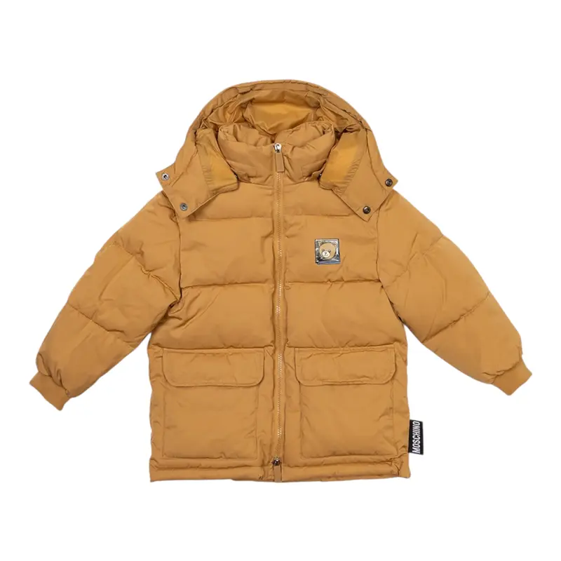 Moschino Giubbino tinta unita con Cappuccio Beige per Bambino