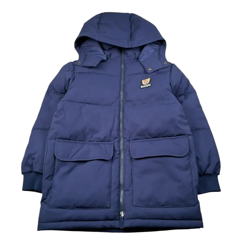 Moschino Giubbino tinta unita con Cappuccio Blu per Bambino